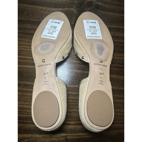 Corso Como Studded Slip On Nude Beige Leather Flats Shoes Women's 10‎ - Picture 9 of 9